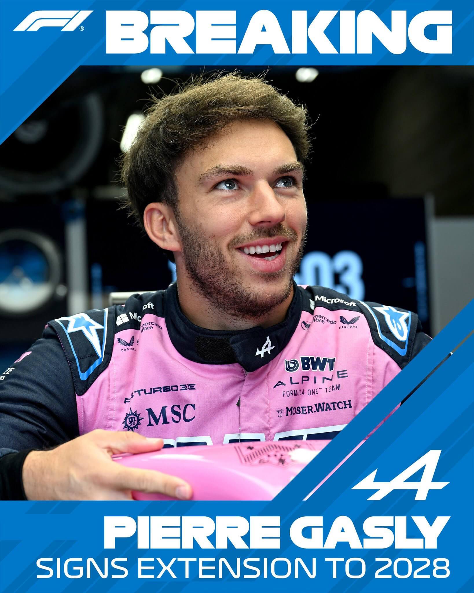 世俱杯买球-官方:Alpine F1车队与加斯利续约至2028年